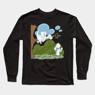 A Cute Cat Is Staring At A Sleeping Little Dragon Long Sleeve T-Shirt